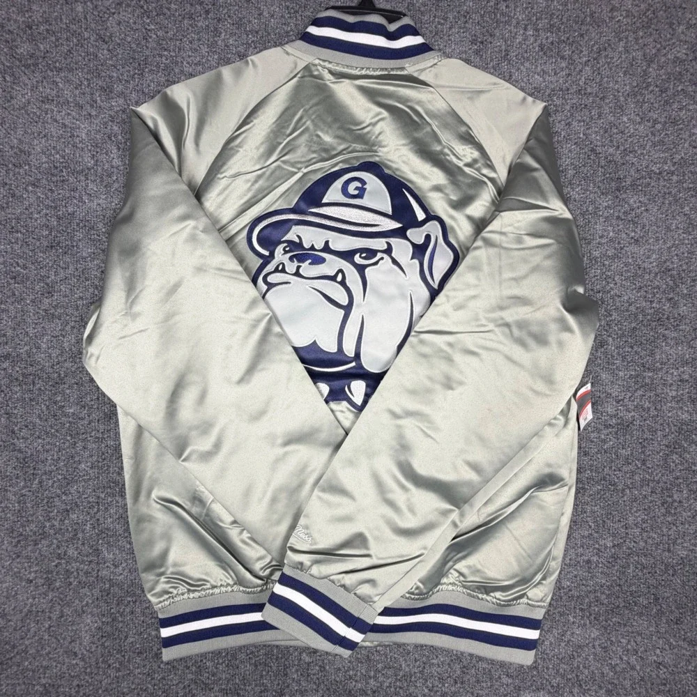 Mitchell & Ness Georgetown Hoyas NCAA Double Clutch Jacket Grey Size Medium - Picture 2 of 8